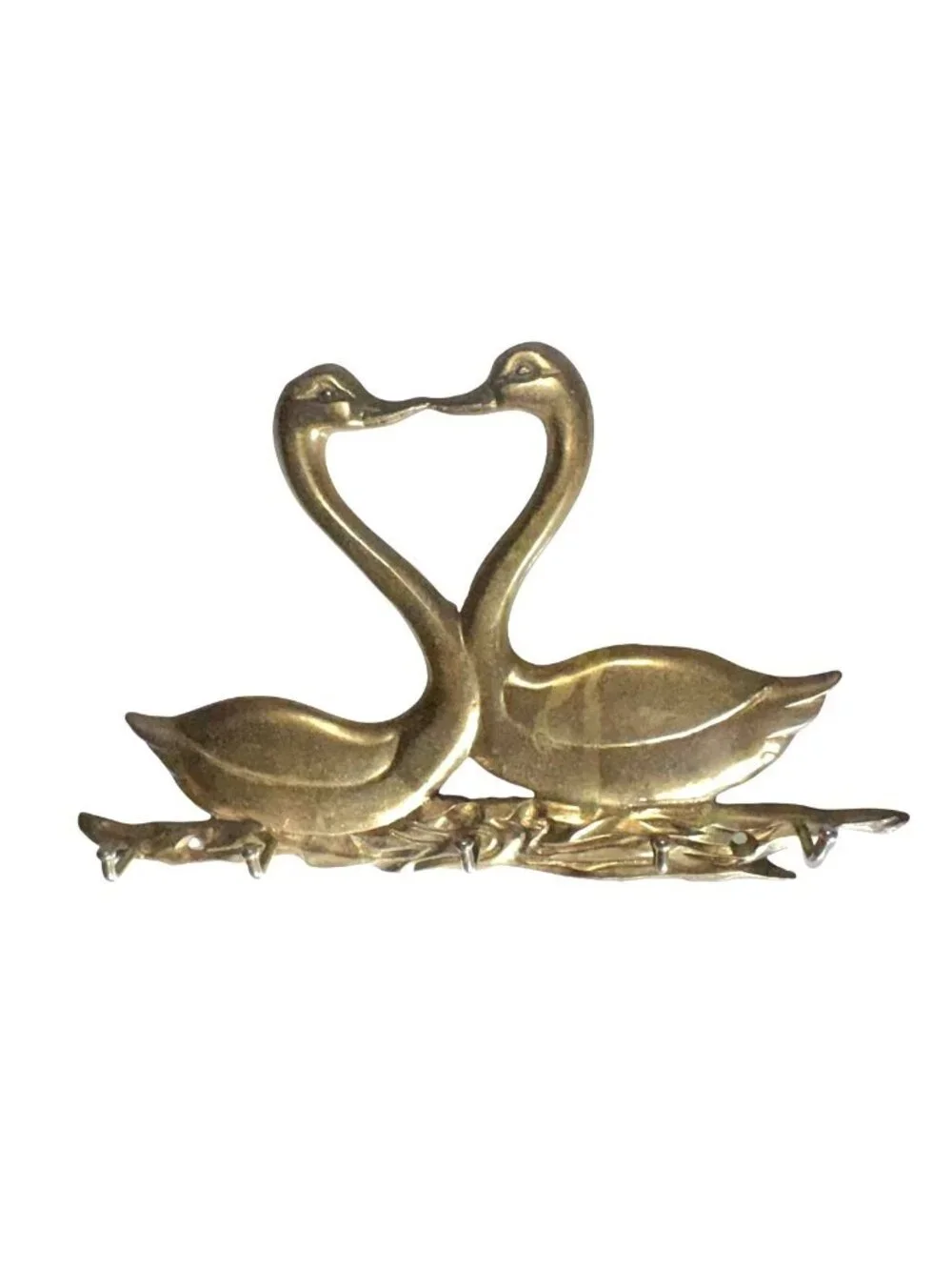 Brass Swan Wall Hook With 5 Hooks For Keys Or Accessories